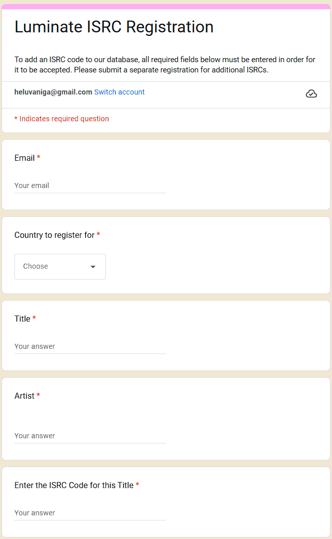 ISRC Registration