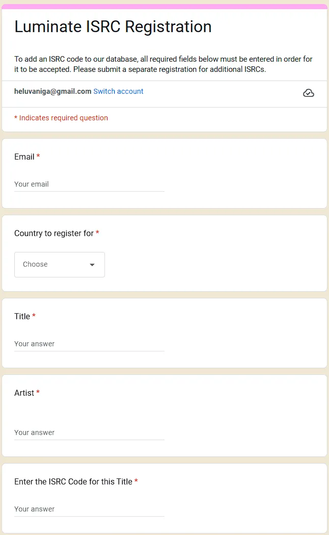 ISRC Registration