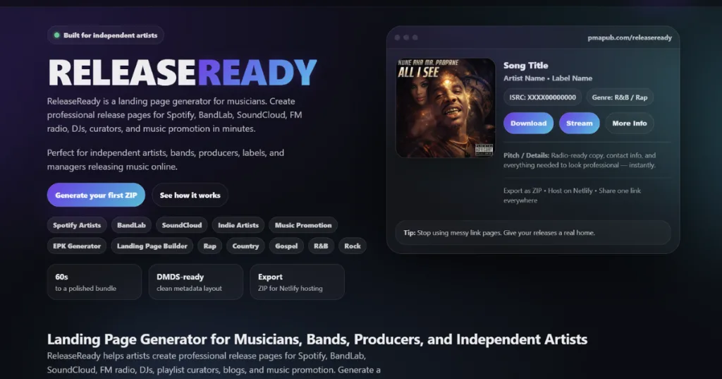 ReleaseReady Widescreen Mockup