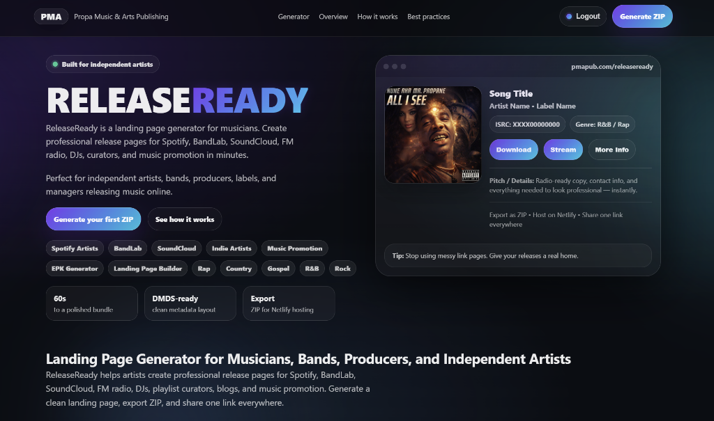 ReleaseReady Full Widescreen Mockup