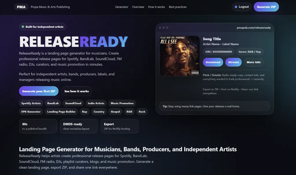 ReleaseReady Full Widescreen Mockup